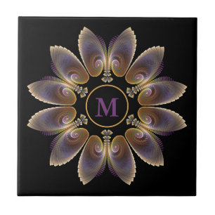Abstrakt Angel Vingar Mandala Fractal Monogram Kakelplatta