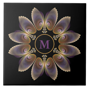 Abstrakt Angel Vingar Mandala Fractal Monogram Kakelplatta