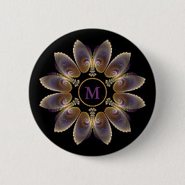 Abstrakt Angel Vingar Mandala Fractal Monogram Knapp