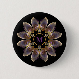 Abstrakt Angel Vingar Mandala Fractal Monogram Knapp