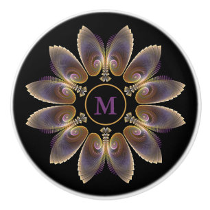 Abstrakt Angel Vingar Mandala Fractal Monogram Knopp
