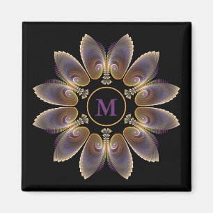 Abstrakt Angel Vingar Mandala Fractal Monogram Magnet