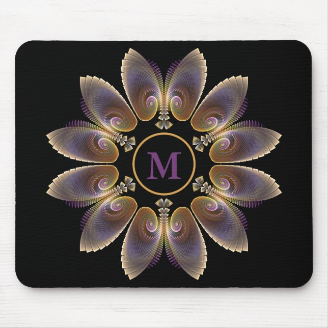 Abstrakt Angel Vingar Mandala Fractal Monogram Musmatta (Framsidan)