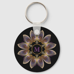 Abstrakt Angel Vingar Mandala Fractal Monogram Nyckelring