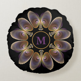 Abstrakt Angel Vingar Mandala Fractal Monogram Rund Kudde