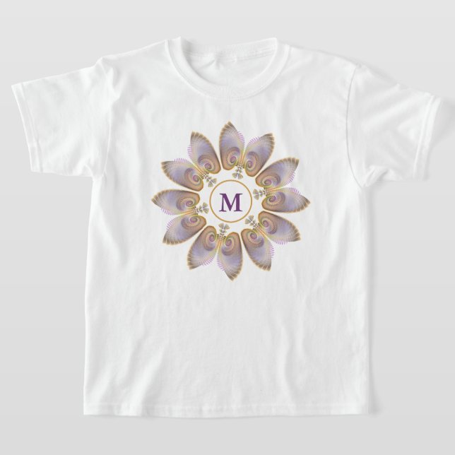 Abstrakt Angel Vingar Mandala Fractal Monogram T Shirt (Laydown)