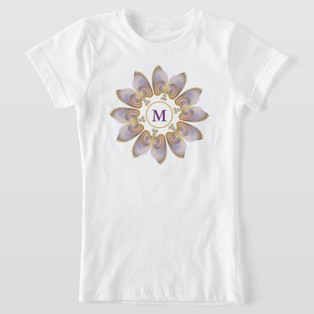 Abstrakt Angel Vingar Mandala Fractal Monogram T Shirt (Laydown)