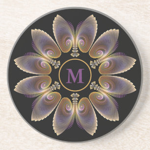 Abstrakt Angel Vingar Mandala Fractal Monogram Underlägg