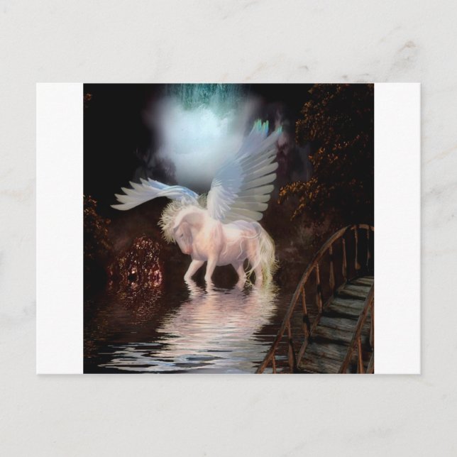 Abstrakt Angel White Horse Vykort (Framsida)