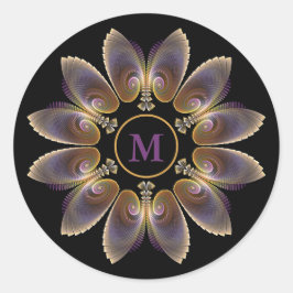 Abstrakt ängelvinge mandala fraktal monogram runt klistermärke