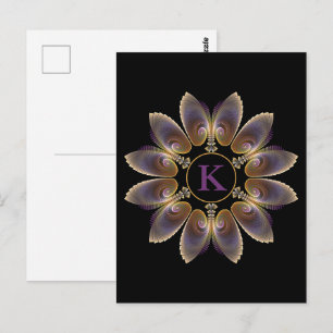 Abstrakt ängelvinge mandala fraktal monogram vykort