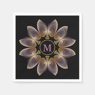 Abstrakt änglavingar Mandala Fraktal Monogram Pappersservett