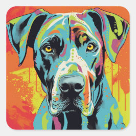 Abstrakt Animal, Great dane Fyrkantigt Klistermärke