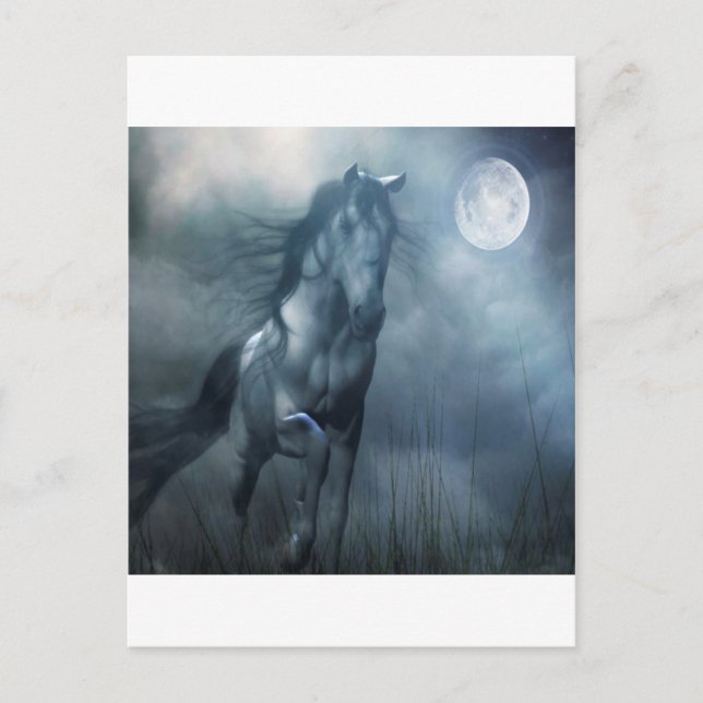 Abstrakt Animal Moonlight Horse Vykort (Framsida)