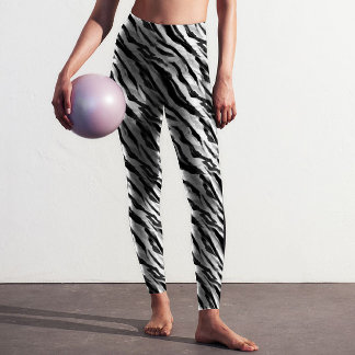 Abstrakt Animal Zebra Skin Black White Mönster Leggings