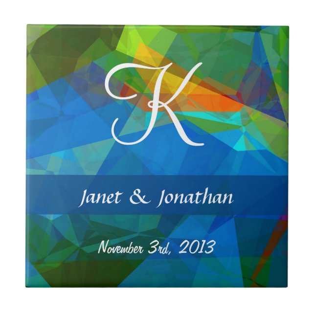 Abstrakt anpassadeMonogram för polygoner 39 Kakelplatta (Framsidan)