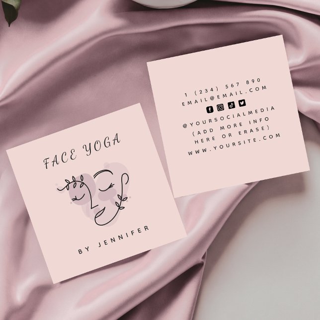 Abstrakt Ansikte Bygger Yoga-minimalistisk Neutral Fyrkantigt Visitkort (Skapare uppladdad)