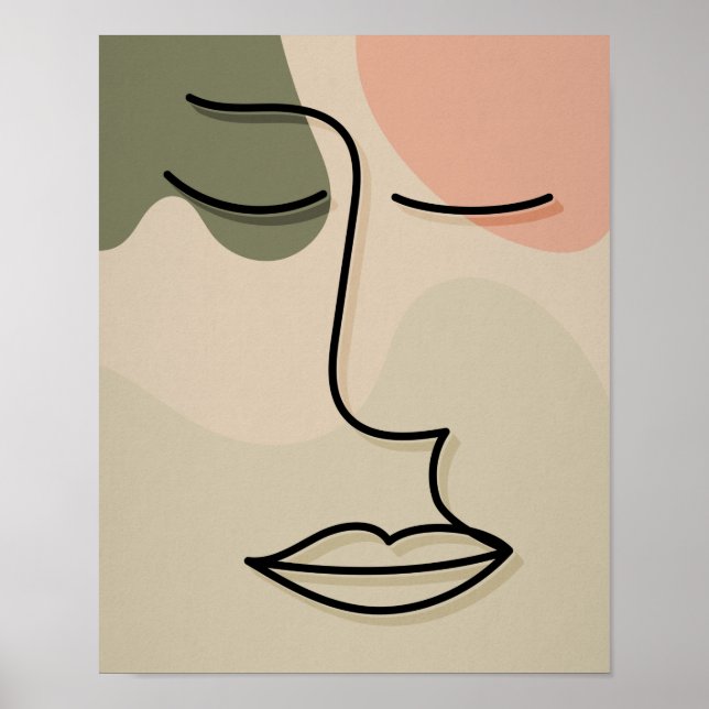 Abstrakt Ansikte Dämpade Toner Jordtoner Boho Tren Poster (Framsidan)