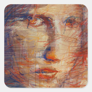 Abstrakt Ansikte Fyrkantigt Klistermärke