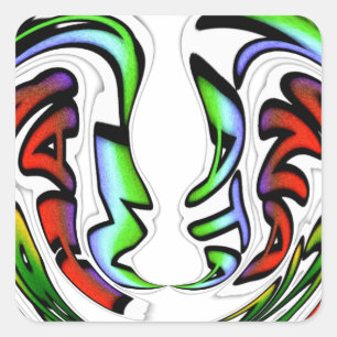 Abstrakt Ansikte Hakuna Matata Art Print Fyrkantigt Klistermärke
