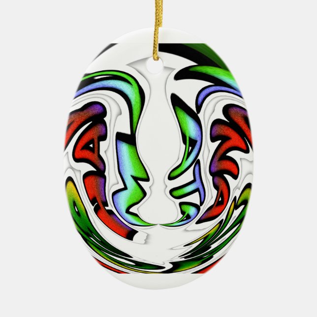 Abstrakt Ansikte Hakuna Matata Art Print Julgransprydnad Keramik (Framsidan)