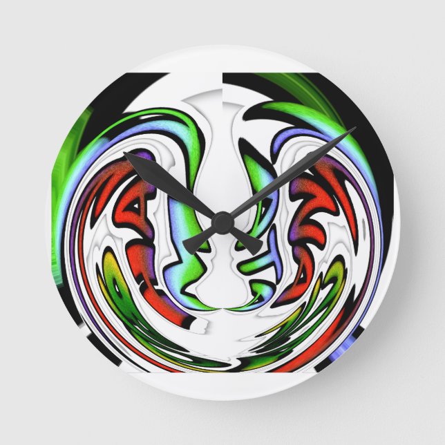 Abstrakt Ansikte Hakuna Matata Art Print Rund Klocka (Framsida)
