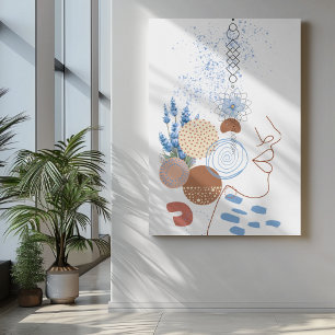Abstrakt ansikte konst med blå blomma öga canvastryck