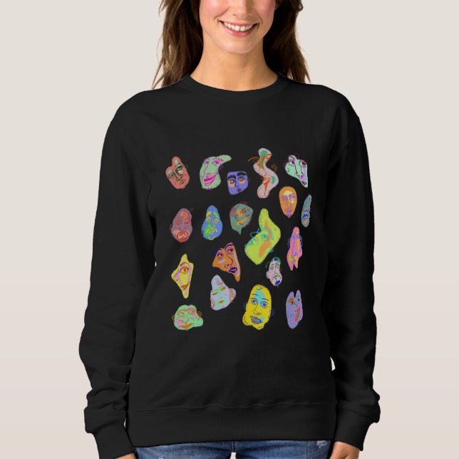 Abstrakt Ansikte Konstnärlig Funky för Ansikte T Shirt (Framsida)