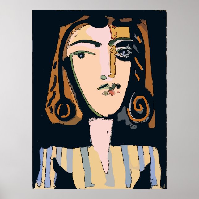 Abstrakt Ansikte, kvinna i Rand Poster (Framsidan)