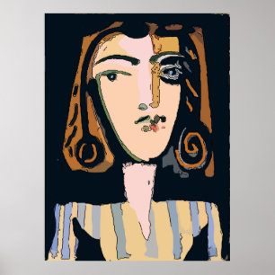 Abstrakt ansikte, kvinna i randar poster