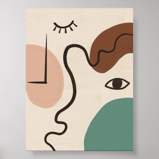Abstrakt Ansikte Line Art Poster (Framsidan)