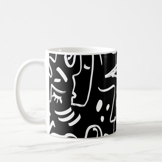 Abstrakt Ansikte masker: Geometric Mönster Kaffemugg (Vänster)