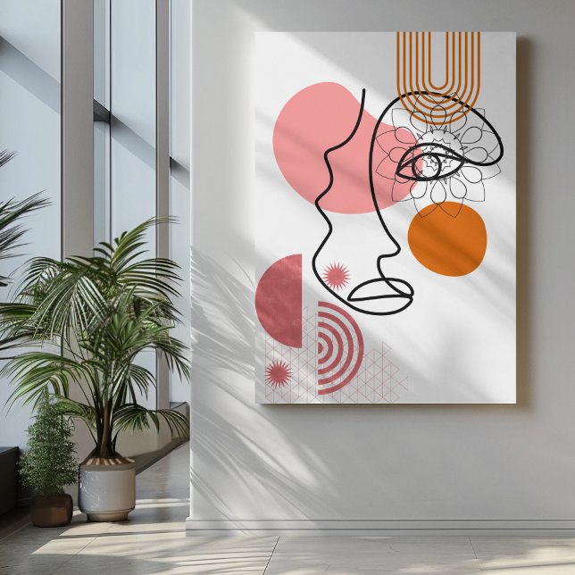Abstrakt ansikte med orange osynliga öga canvastryck (Skapare uppladdad)