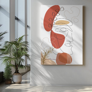 Abstrakt ansikte med rött och orange Bob blad Canvastryck
