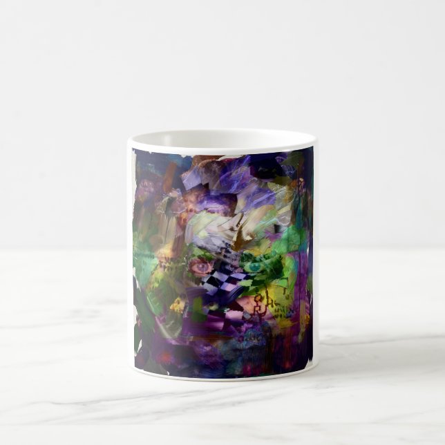 Abstrakt ansikte med symboler kaffemugg (Center)