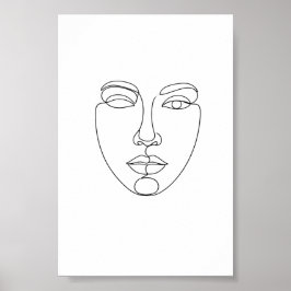 Abstrakt Ansikte Minimalistisk Linjekonst Poster