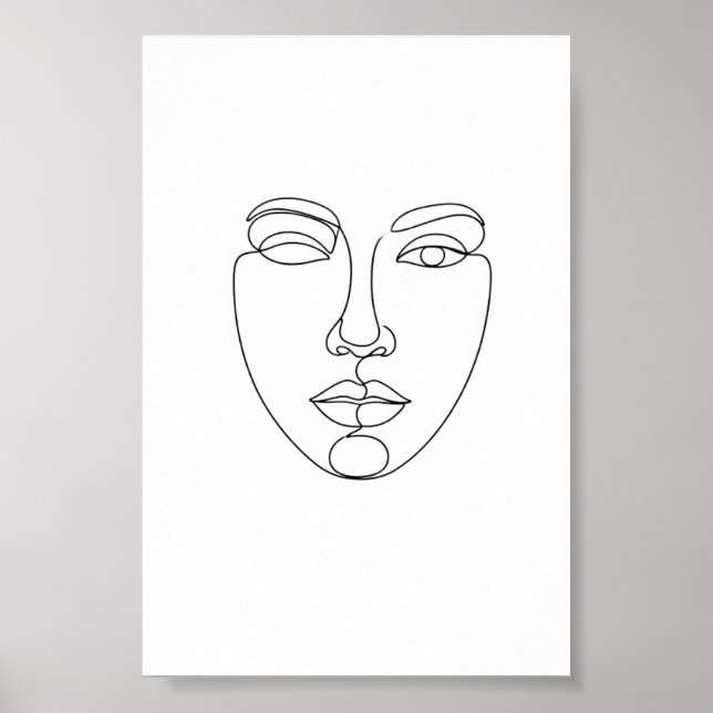Abstrakt Ansikte Minimalistisk Linjekonst Poster (Framsidan)