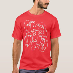 Abstrakt Ansikte Modern Minimalist Line Art Trendi T Shirt
