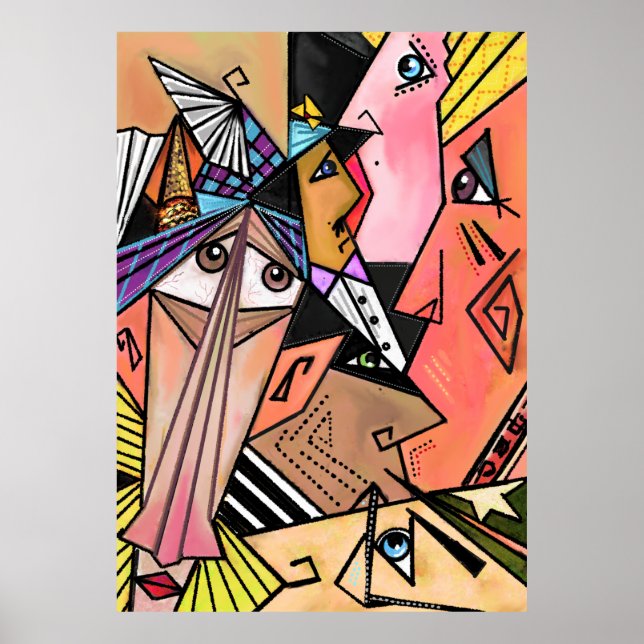 Abstrakt Ansikte Moods Poster kubism Porträtt (Framsidan)