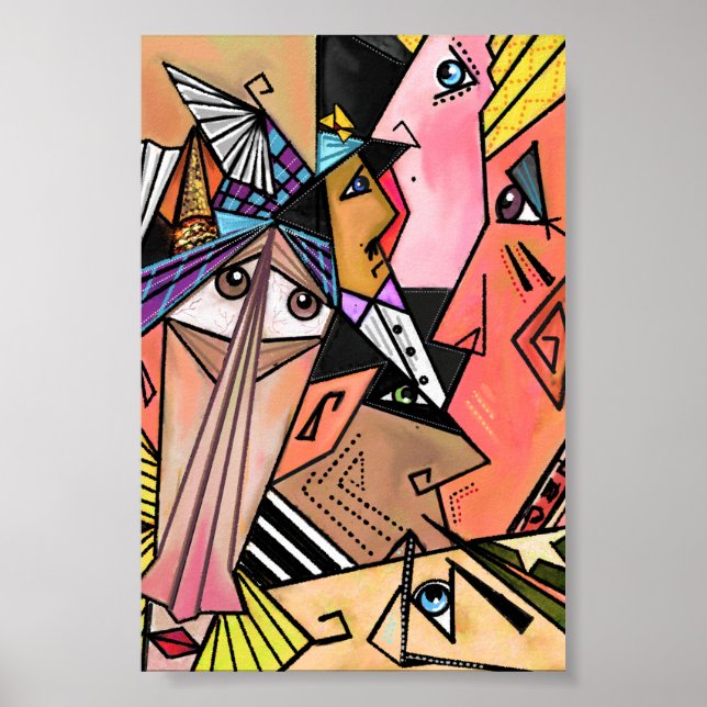 Abstrakt Ansikte Moods Poster kubism Porträtt (Framsidan)