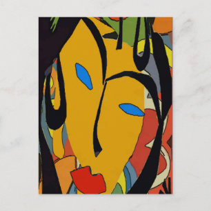 Abstrakt Ansikte och blommor Vykort