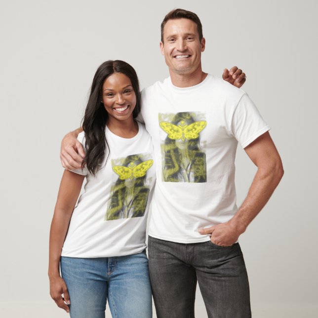 Abstrakt Ansikte och fjäril T Shirt (Unisex)