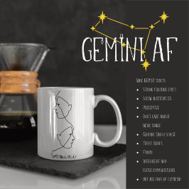 Abstrakt Ansikte Profile Line Art Gemini Zodiac Si Mugg