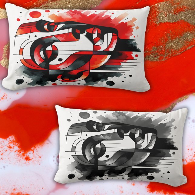 Abstrakt Ansikte Red, Black & White | Lumbarkudde (Skapare uppladdad)