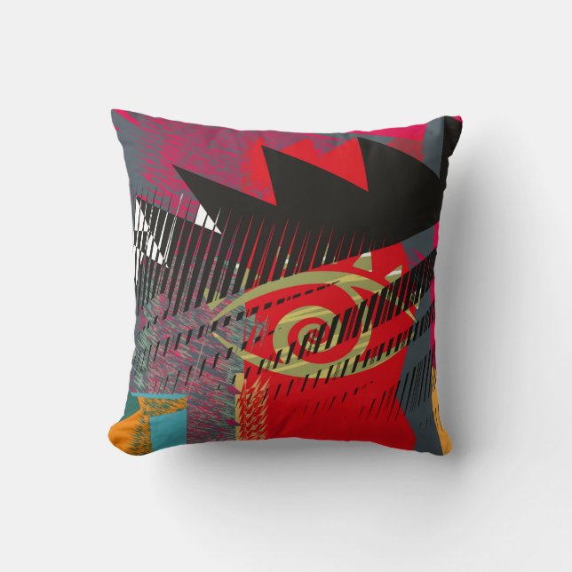 Abstrakt ansikte, väggkonst, vintage design i kudde (Framsida)