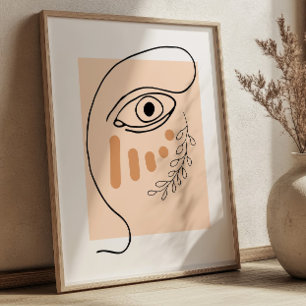 Abstrakt Ansikts Linjekonst BOHO Chic Kubisk Poster