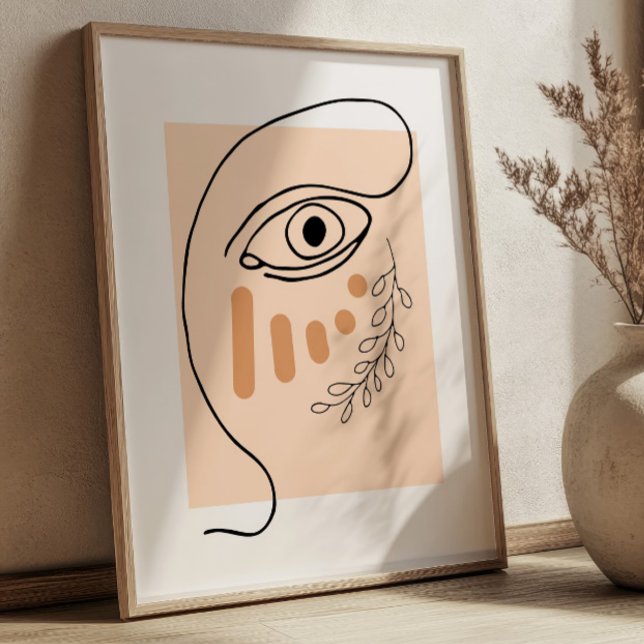 Abstrakt Ansikts Linjekonst BOHO Chic Kubisk Poster (Skapare uppladdad)