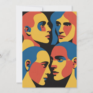 Abstrakt Ansiktsgallertryck, Människans Ansikten Inbjudningar