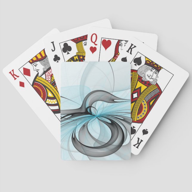 Abstrakt Antracit Grå Blå Modern Fraktal Konst Casinokort (Baksidan)