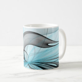 Abstrakt Antracit Grå Blå Modern Fraktal Konst Kaffemugg